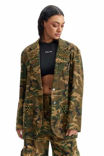 Shop_Cilvr_Brown Cotton Combat Studded Jacket _Online_at_Aza_Fashions