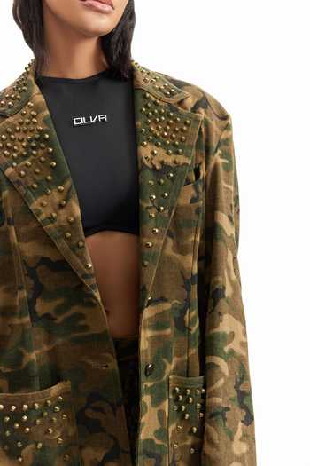 Shop_Cilvr_Brown Cotton Combat Studded Jacket 