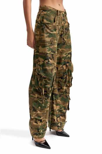 Buy_Cilvr_Brown Cotton Combat Studded Cargo Pant _Online_at_Aza_Fashions