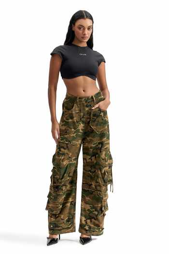 Buy_Cilvr_Brown Cotton Combat Studded Cargo Pant _at_Aza_Fashions
