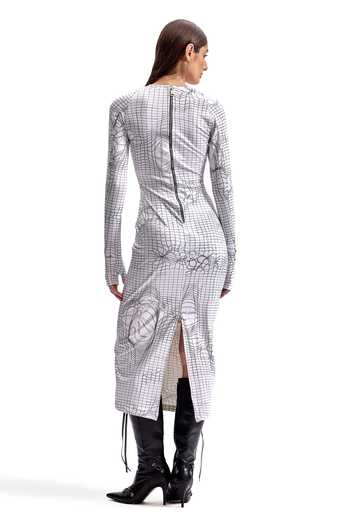 Cilvr_Black Polyester, Spandex Round Neck Entangled Mesh Midi Dress _Online_at_Aza_Fashions