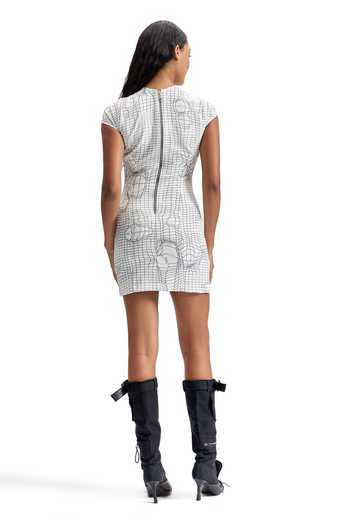 Shop_Cilvr_White Polyester, Lycra, Polyurethane High Entangled Mesh Tactical Mini Dress _at_Aza_Fashions