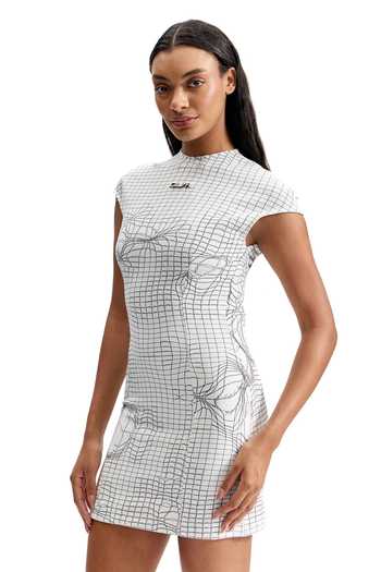 Shop_Cilvr_White Polyester, Lycra, Polyurethane High Entangled Mesh Tactical Mini Dress _Online_at_Aza_Fashions