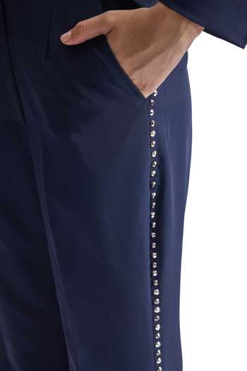 Cilvr_Navy Viscose, Polyester Stud Armour Tailored Blazer Set _Online