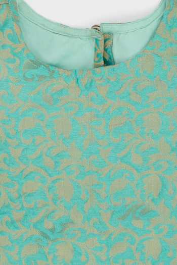 Shop_Petite Pomme_Blue Silk, Taffeta, Brocade Floral Woven Top And Lehenga Set _Online_at_Aza_Fashions