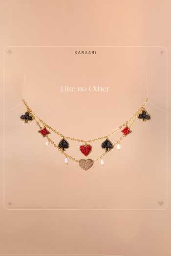 Buy_KARAARI_Black Suits Of Cards Charms Chain Necklace _Online_at_Aza_Fashions