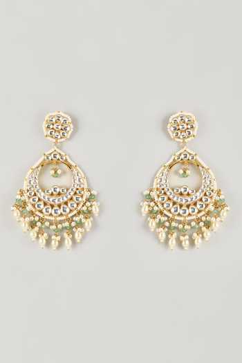 Shop_Namasya_Gold Plated Pearl Drop Earrings _at_Aza_Fashions