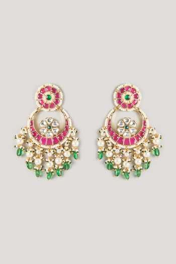 Shop_Namasya_Gold Plated Embellished Chandbali Earrings _at_Aza_Fashions
