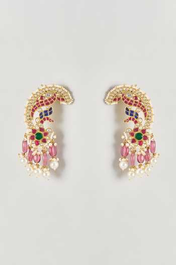 Shop_Namasya_Multi Color Embellished Drop Earrings  _at_Aza_Fashions