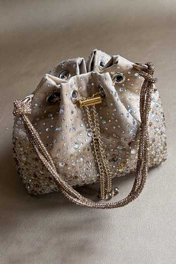 Plode_Gold Starlit Embellished Bucket Bag _Online