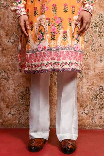 Yajy By Aditya Jain_Yellow Muslin Boish Aura Printed Kurta And Pant Set _Online_at_Aza_Fashions