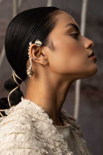 Shop_Kritika Murarka_Ivory Cotton Shawl Neck Crushed Lace Embroidered Top _Online_at_Aza_Fashions