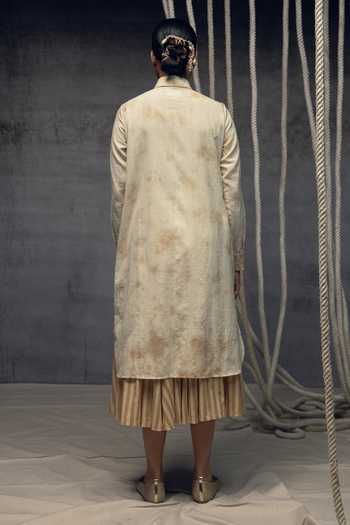 Shop_Kritika Murarka_Ivory Linear Stripe Pattern Skirt _at_Aza_Fashions