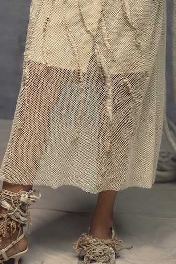 Shop_Kritika Murarka_Ivory Cotton, Mesh Embroidered Overlay Skirt _Online_at_Aza_Fashions
