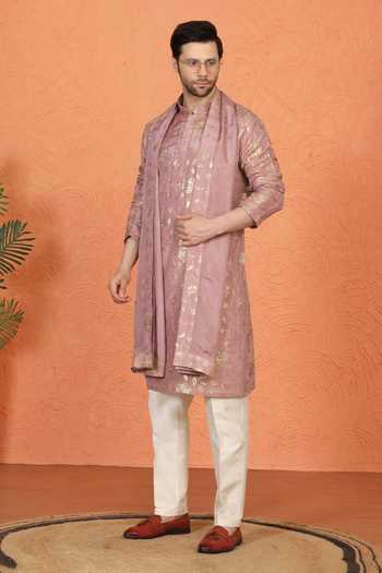 Buy_Aham-Vayam_Pink Cotton Embroidered Kurta Set 