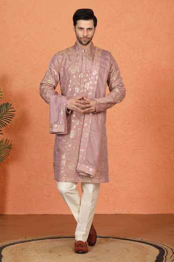 Shop_Aham-Vayam_Pink Cotton Embroidered Kurta Set 