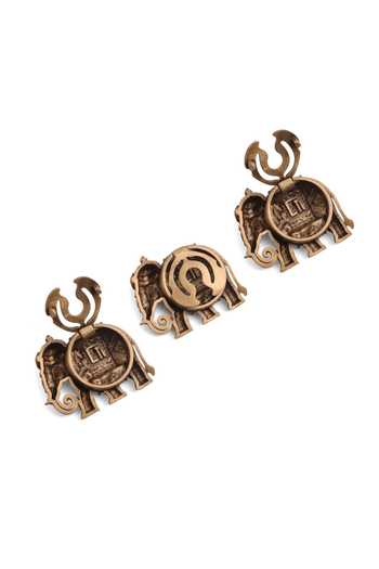 Buy_Cosa Nostraa_Gold Heritage Elephant Adorned Button Covers - Set Of 3 _Online_at_Aza_Fashions