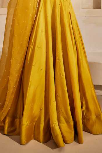 Buy_Anu Pellakuru_Mustard , , Peeli Noor Embroidered Blouse Lehenga Set _Online_at_Aza_Fashions