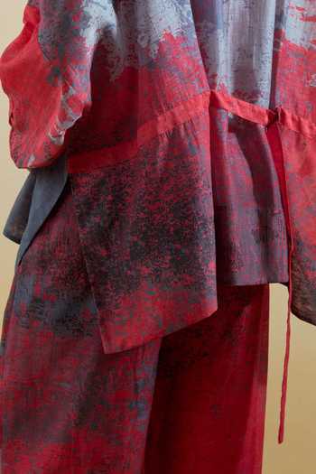 Clos_Multicolor Silk, Linen, Cotton Collared Gliss Print Shirt And Pant Set _at_Aza_Fashions