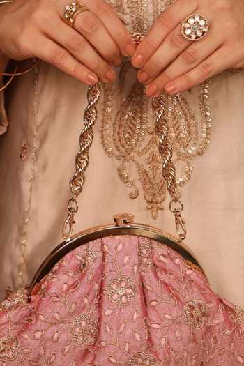 Shop_AMYRA_Pink Tarang Cutwork Vintage Purse _at_Aza_Fashions