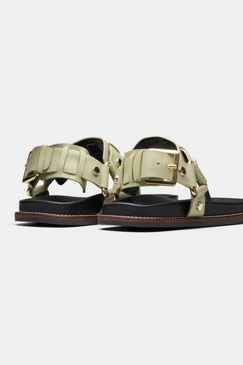 Buy Oroh Green Edinburgh Metallic Buckle Strapped Sandals Online at Aza Fashions Buy_Oroh_Green Edinburgh Metallic Buckle Strapped Sandals_Online_at_Aza_Fashions