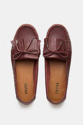 Shop_Oroh_Maroon Northampton Classic Moccasin Loafers _at_Aza_Fashions