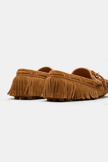 Shop_Oroh_Brown Cyra Fringed Moccasin Loafers _Online_at_Aza_Fashions