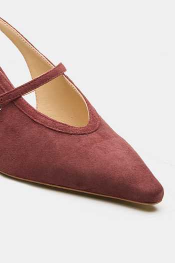 Oroh_Maroon Blackpool Pointed Toe Kitten Heels _at_Aza_Fashions