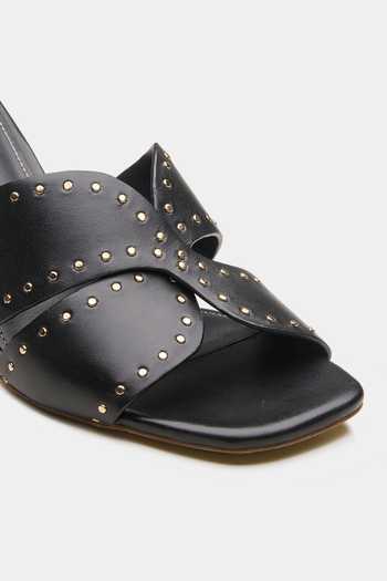 Oroh_Black Chester X-shape Strapped Block Heels _at_Aza_Fashions