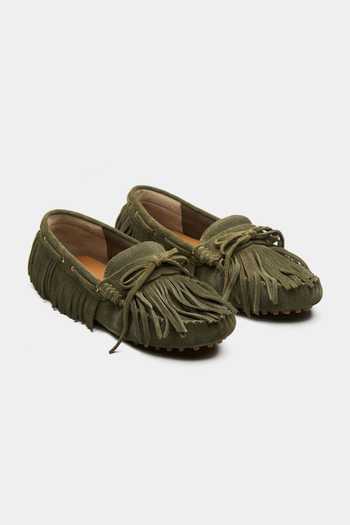Buy_Oroh_Green Cyra Fringed Loafers _at_Aza_Fashions