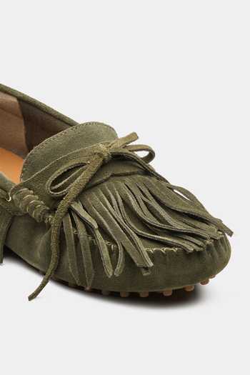 Oroh_Green Cyra Fringed Loafers _at_Aza_Fashions