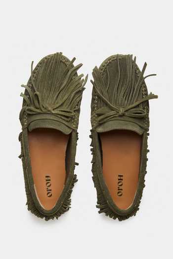 Shop_Oroh_Green Cyra Fringed Loafers _at_Aza_Fashions