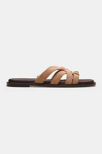 Oroh_Beige Orion Multi Strap Flat Slides _Online_at_Aza_Fashions