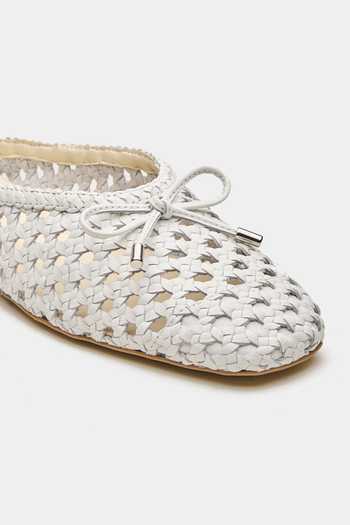 Oroh_White Elaria Hand Woven Ballerina Mules _at_Aza_Fashions