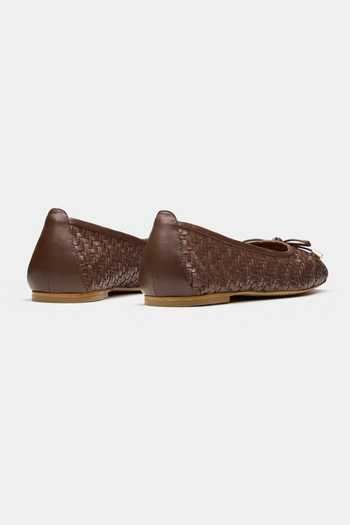Shop_Oroh_Brown Solene Hand Woven Ballerinas _Online_at_Aza_Fashions