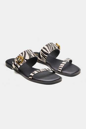 Buy_Oroh_Black Lunara Zebra Print Dual Strap Flats _at_Aza_Fashions