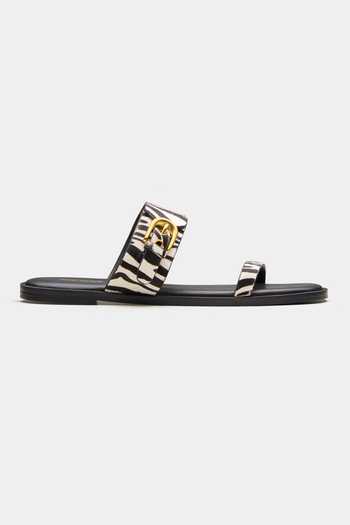 Buy_Oroh_Black Lunara Zebra Print Dual Strap Flats _Online_at_Aza_Fashions
