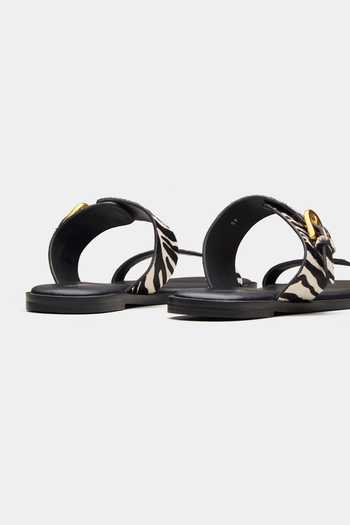 Shop_Oroh_Black Lunara Zebra Print Dual Strap Flats _Online_at_Aza_Fashions