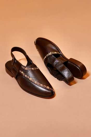 Shop_Dmodot_Brown Pesha Ricamo Bruno Sandals _at_Aza_Fashions
