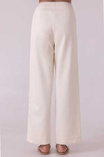 Shop_The Summer House_Off White Handloom Cotton, Denim Smith Pant _at_Aza_Fashions