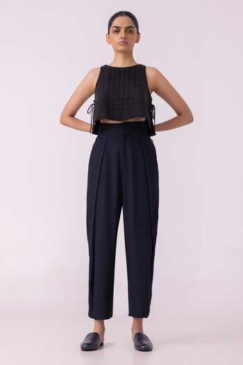 Buy_The Summer House_Black Satin Elinor Barrel Pant _Online