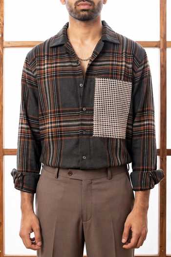 Buy_Rohit Doshi_Multi Color Cotton Prototype Checkered Shirt _Online_at_Aza_Fashions