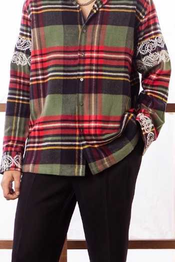 Rohit Doshi_Multicolor Cotton Handle With Care Checkered Shirt _Online_at_Aza_Fashions