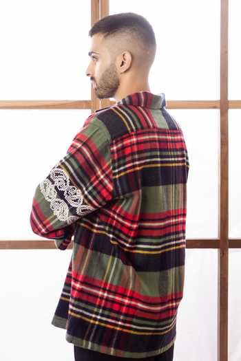Shop_Rohit Doshi_Multicolor Cotton Handle With Care Checkered Shirt _at_Aza_Fashions