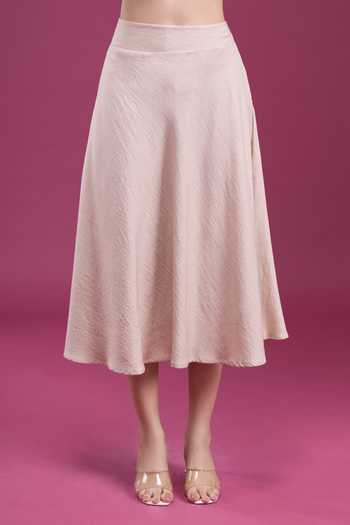 Shop_Naintara Bajaj_Beige Linen Bandeau Neck 3d Floral Applique Top With Skirt _Online_at_Aza_Fashions