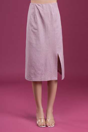 Shop_Naintara Bajaj_White Linen Sweetheart Neck Asymmetric With Skirt 