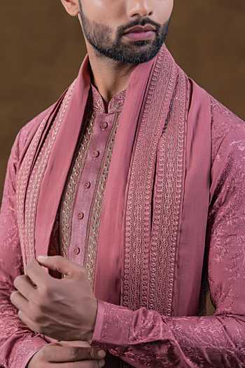 Buy_Punit Arora_Pink Silk Tonal Embroidered Kurta Set _Online_at_Aza_Fashions