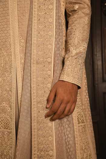 Buy_Punit Arora_Rose Gold Silk The Monochromatic Majesty Sherwani Set _Online
