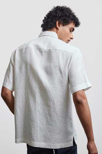 Shop_Countrymade_Ivory Linen White Wreath Shirt _at_Aza_Fashions