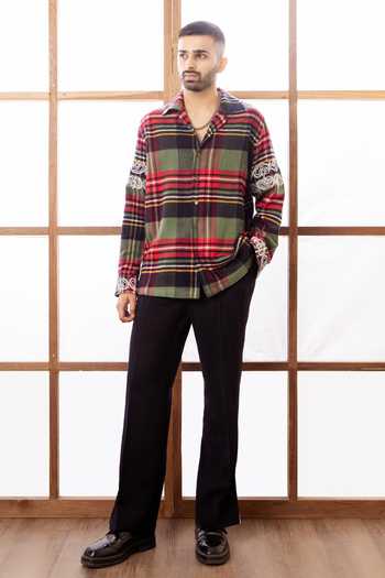 Shop_Rohit Doshi_Multicolor Cotton Handle With Care Checkered Shirt _Online_at_Aza_Fashions